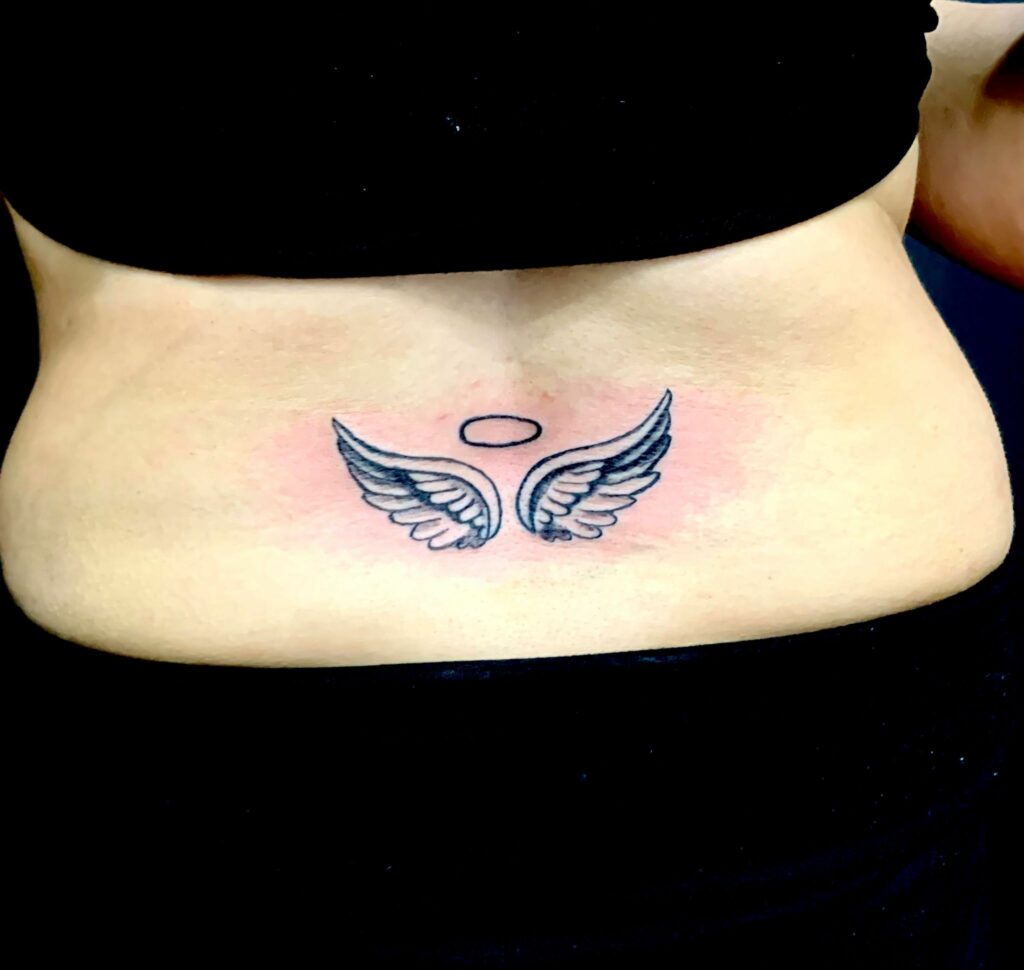 Angel Wings Back Color Tattoo