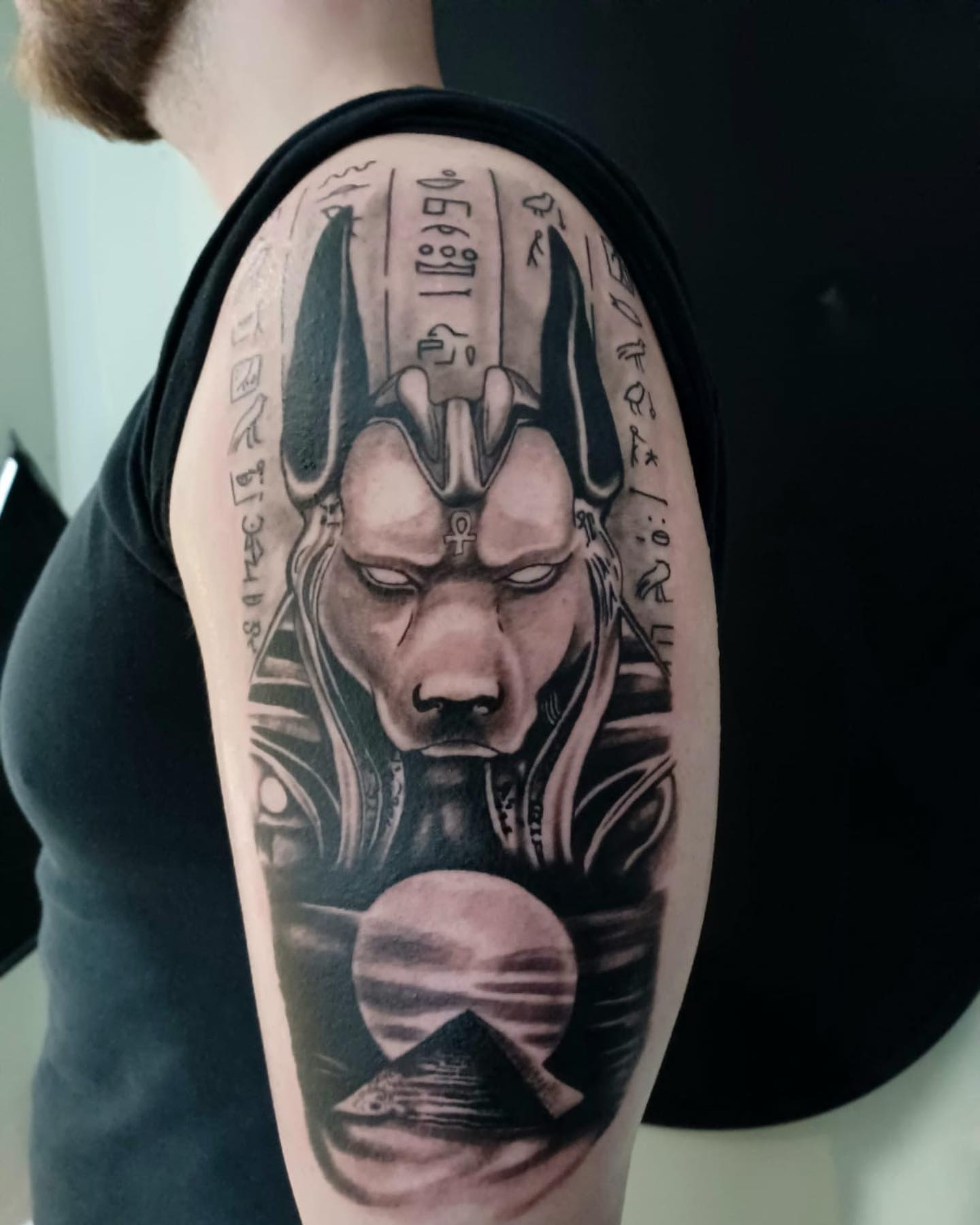 Transforming Arms into Art: Top 68 Tattoo Sleeve Ideas 8 Anubis Sleeve Black and White Tattoo