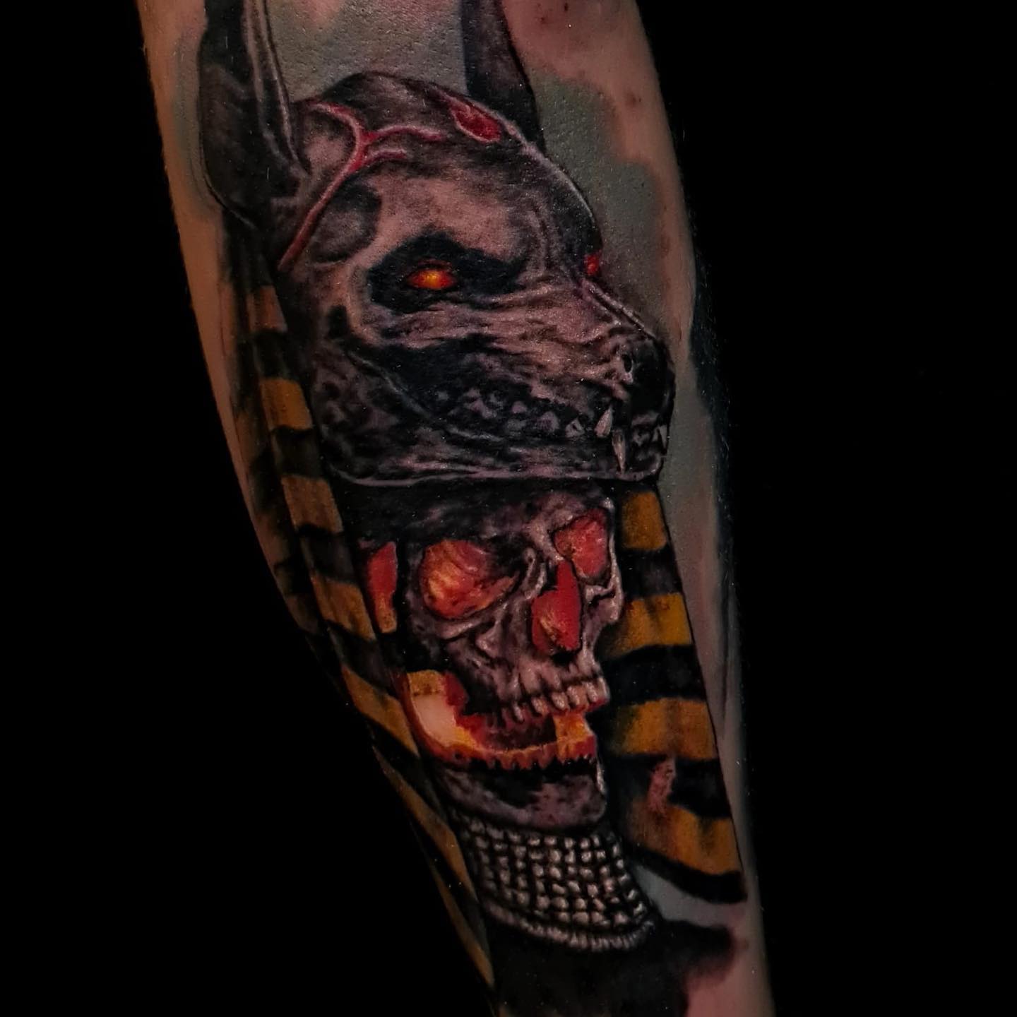 Transforming Arms into Art: Top 68 Tattoo Sleeve Ideas 48 Anubis and Skull Forearm Color Tattoo