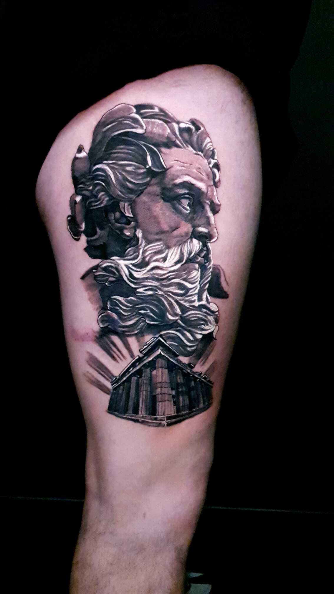 Transforming Arms into Art: Top 68 Tattoo Sleeve Ideas 1 Beard Man Thigh Black and White Tattoo