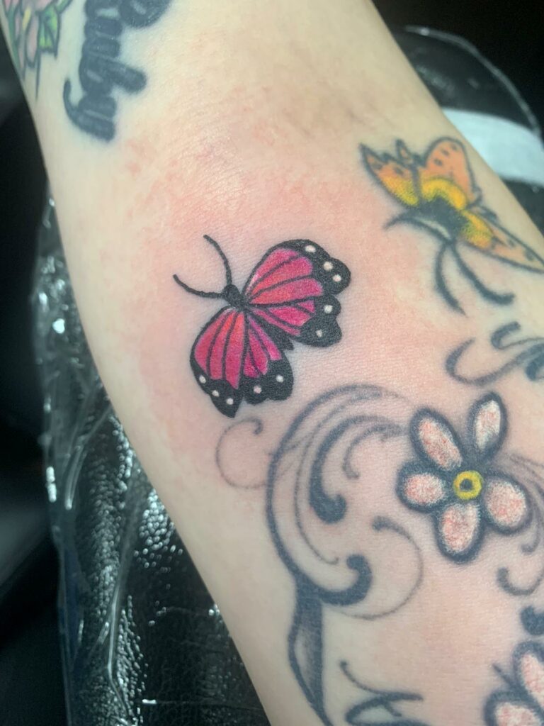 Butterflies Forearm Color Tattoo