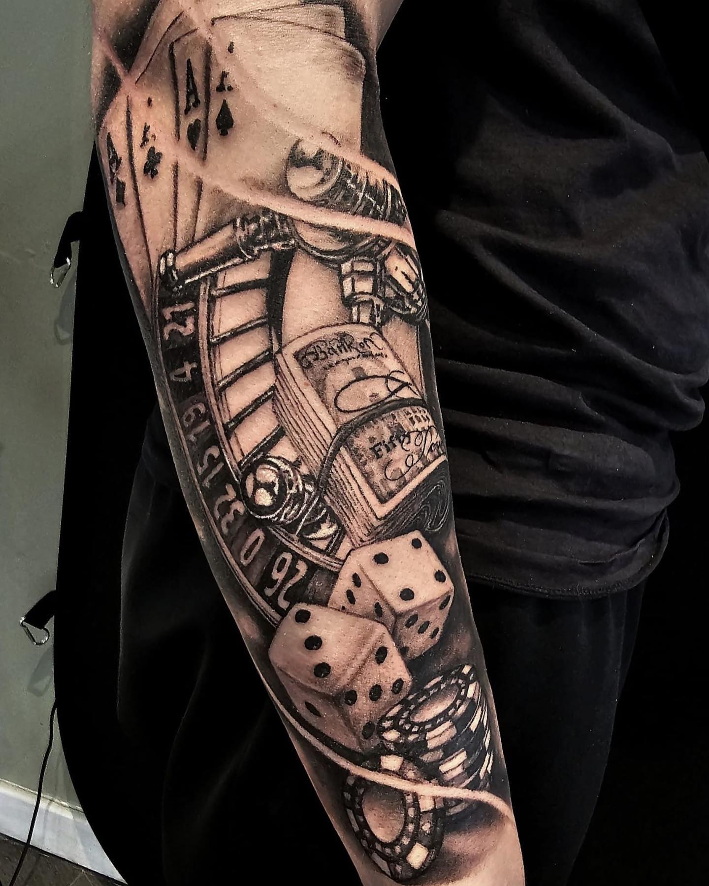 Transforming Arms into Art: Top 68 Tattoo Sleeve Ideas 56 Casino Gambling Forearm Black and White Tattoo 2