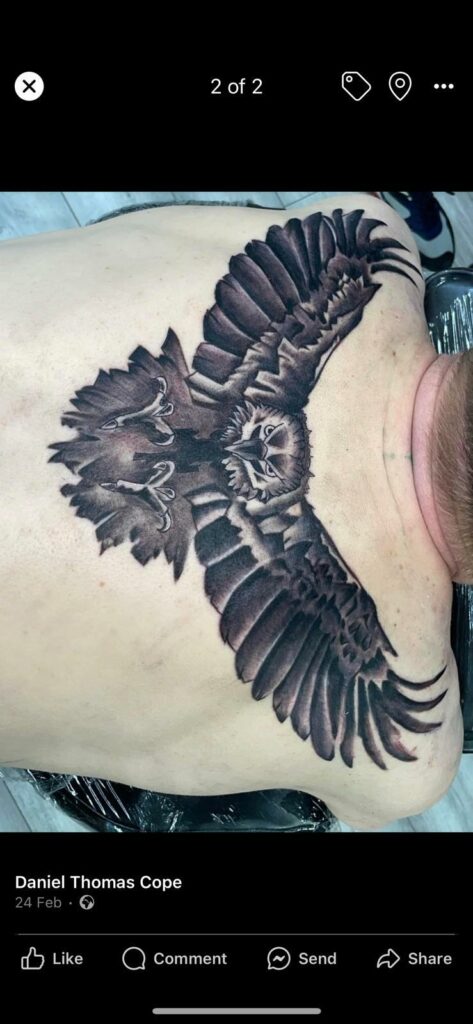 Eagle Back Black and White Tattoo