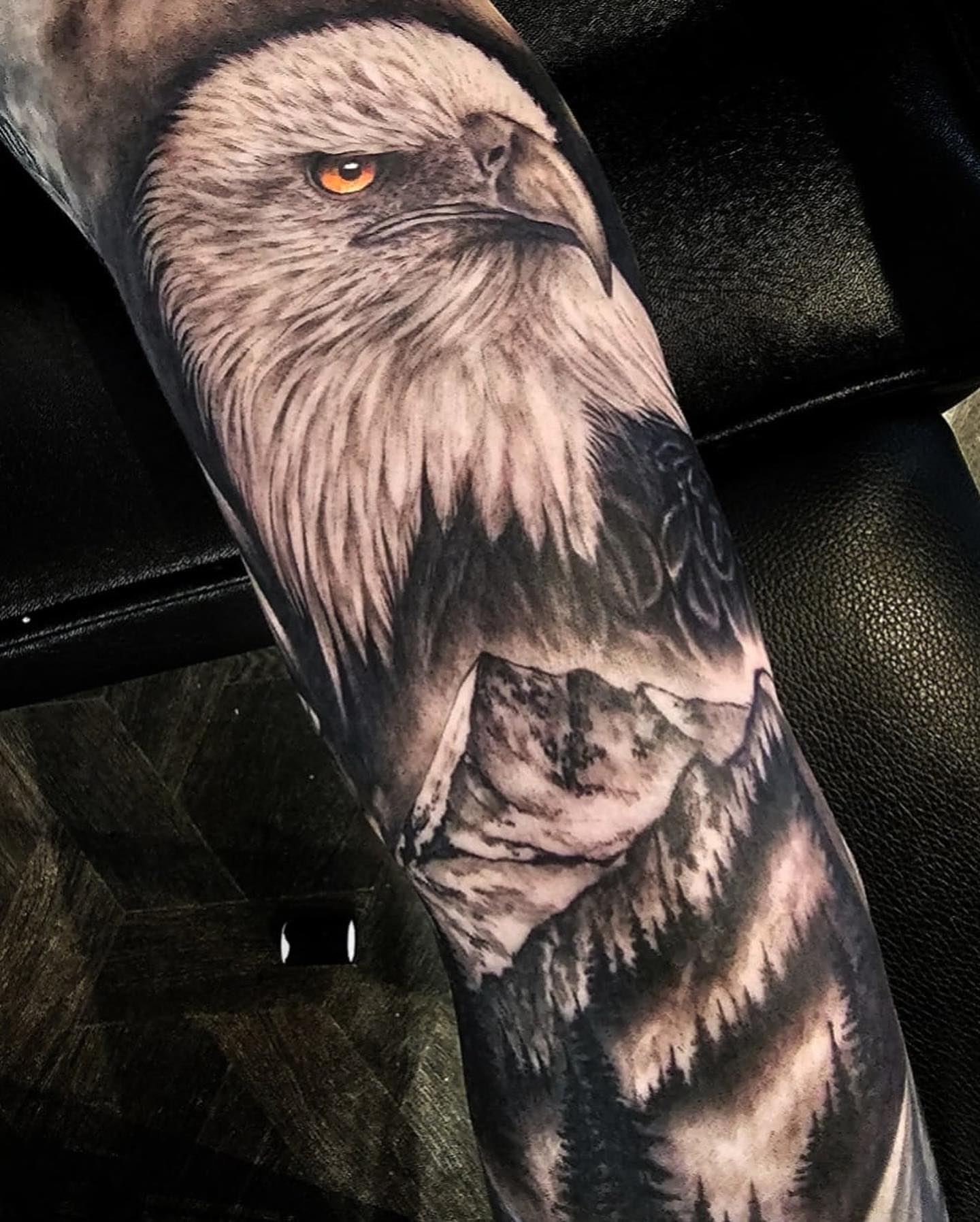 Transforming Arms into Art: Top 68 Tattoo Sleeve Ideas 68 Eagle and Mountain Full Sleeve Color Tattoo