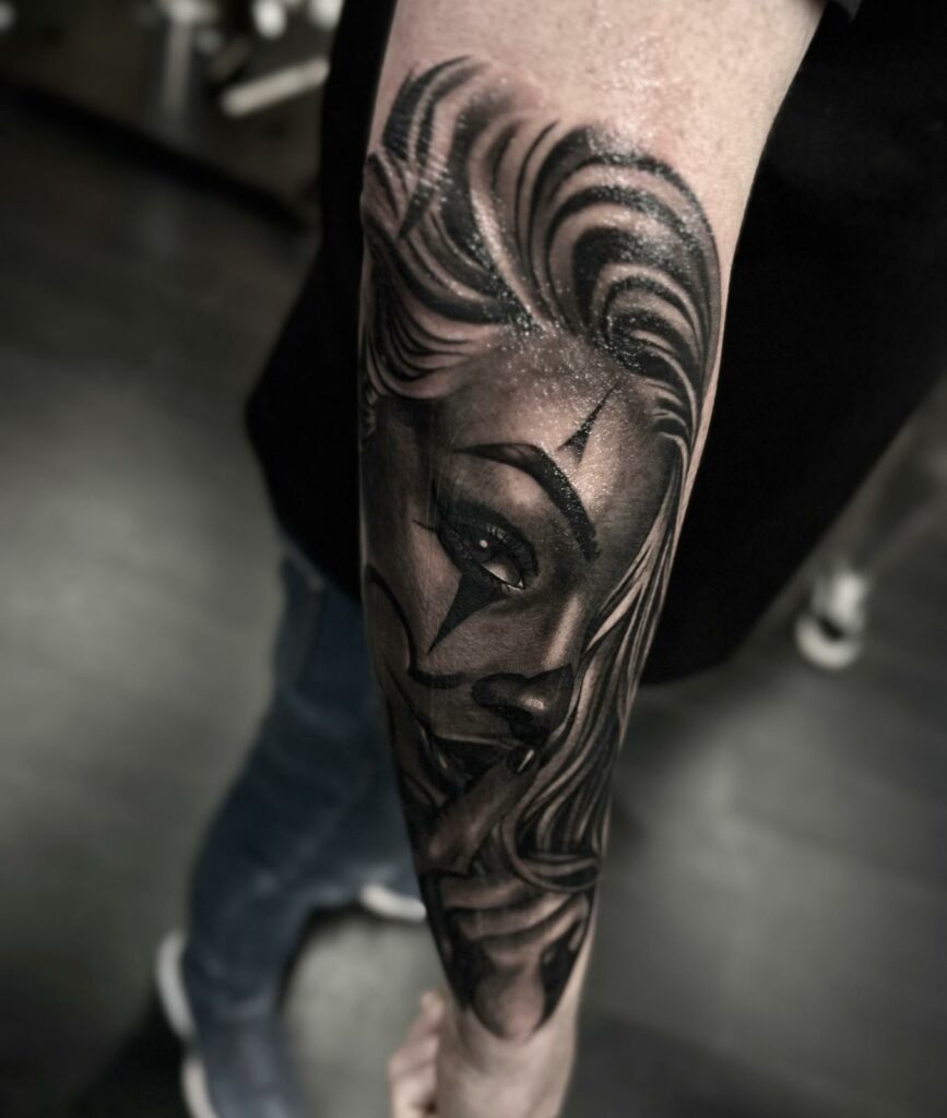 Girl Hand Black and White Tattoo