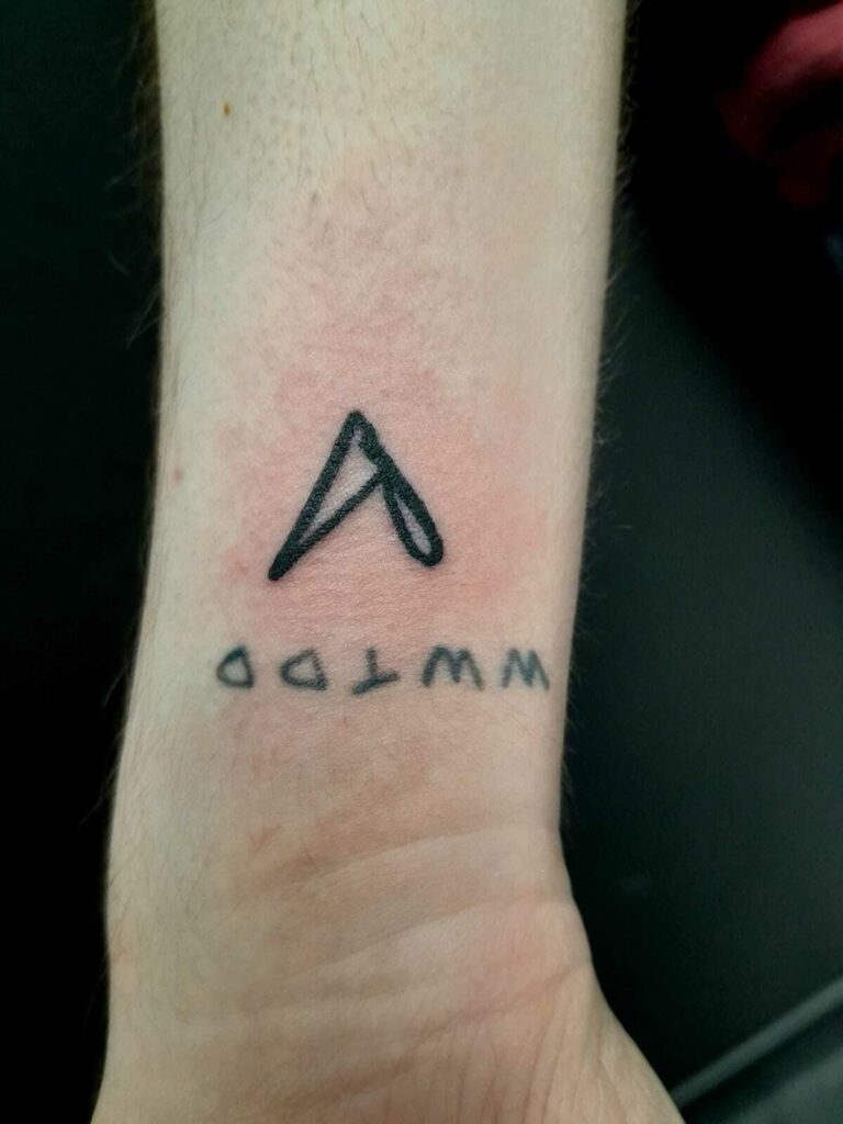 Heart and Date Forearm Black and White Tattoo