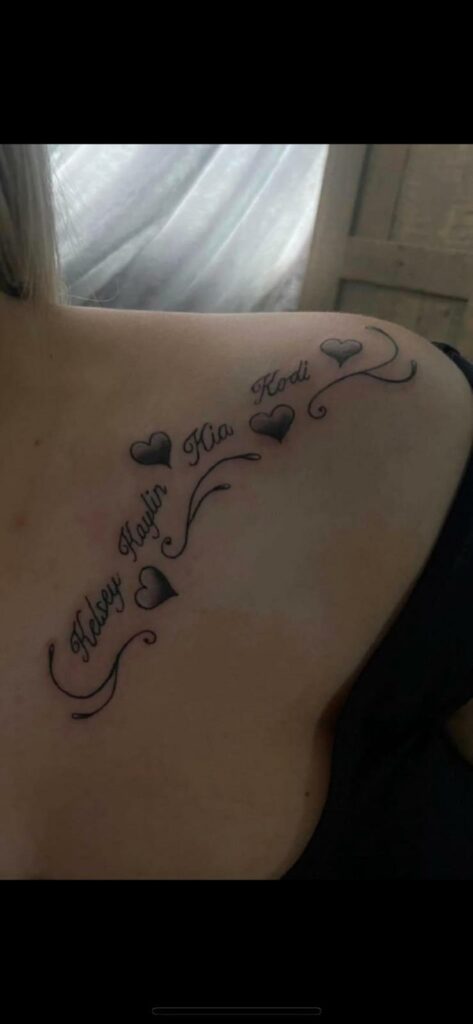 Heart and Name Black Tattoo on women Neck