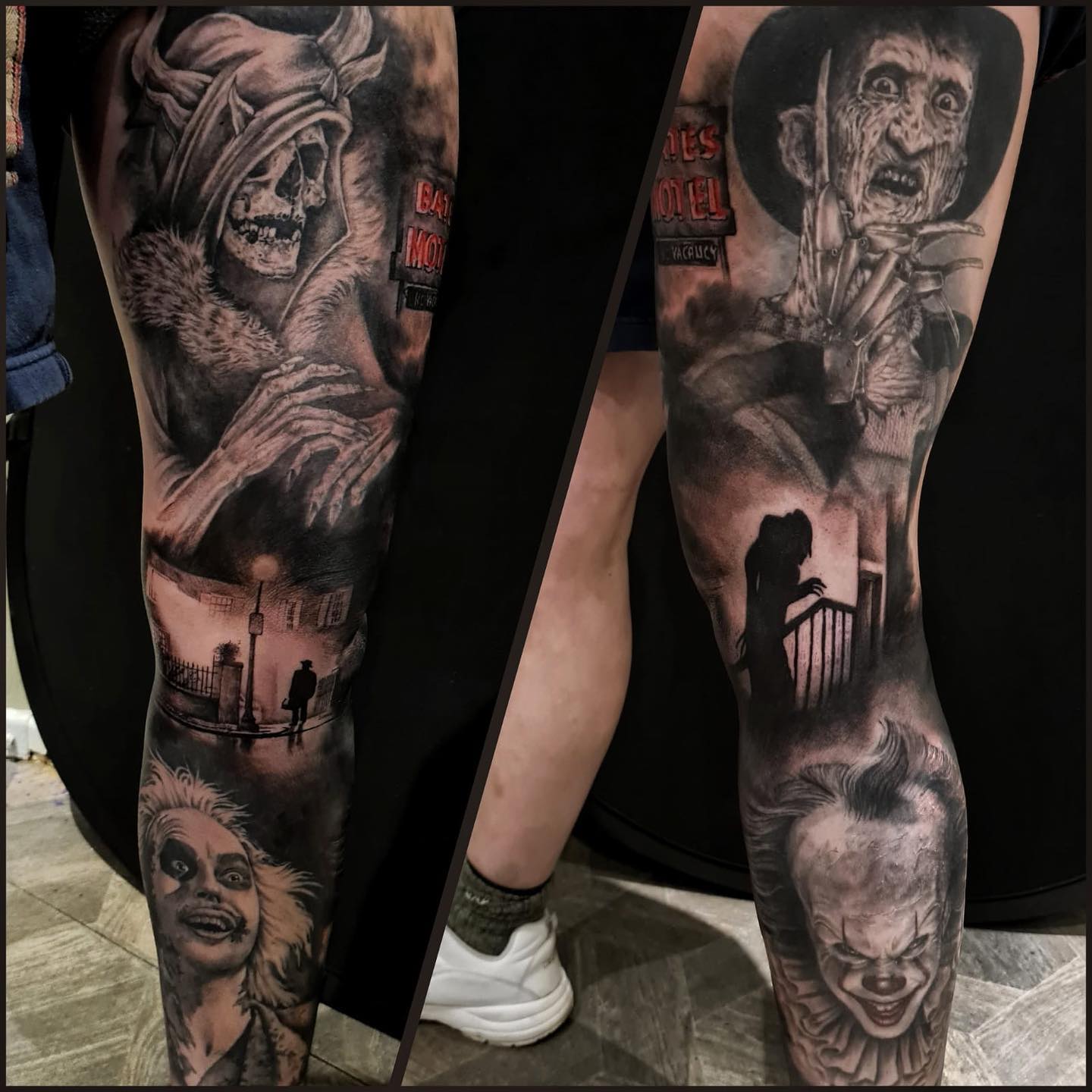 Transforming Arms into Art: Top 68 Tattoo Sleeve Ideas 23 Horror Fictional Character Leg Sleeve Color Tattoo
