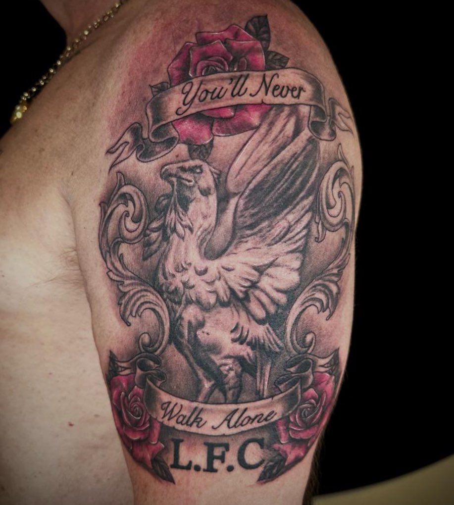 Transforming Arms into Art: Top 68 Tattoo Sleeve Ideas 29 Liver bird and Roses Sleeve Color Tattoo