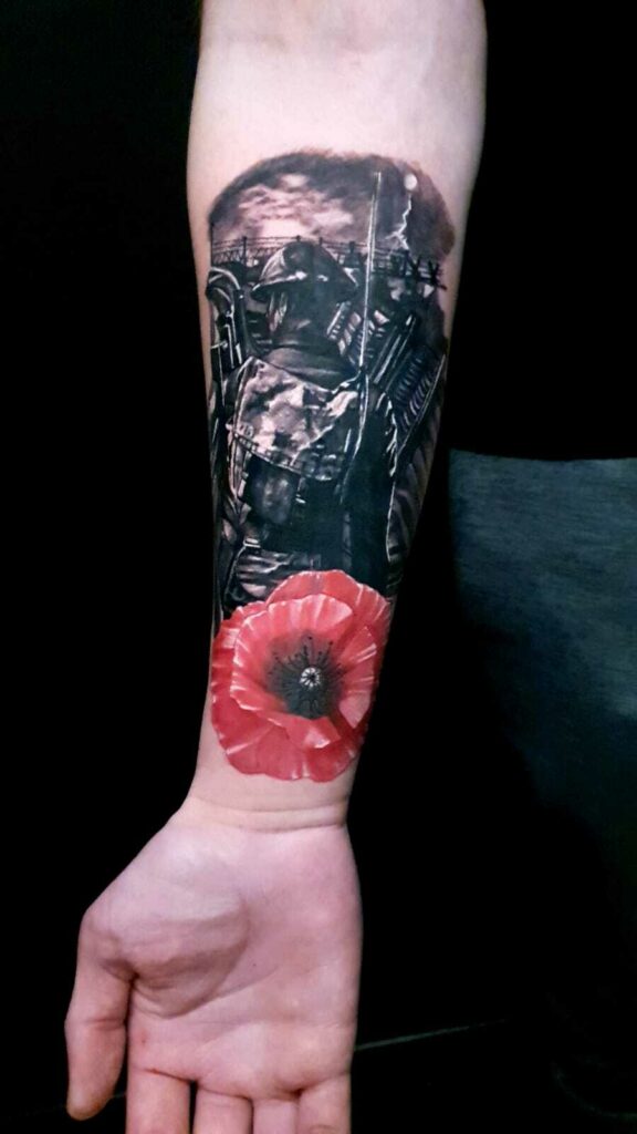 Soldier Forearm Color Tattoo