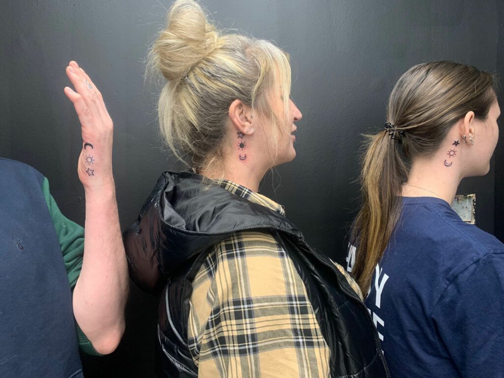 Universe Neck Black and White Tattoo