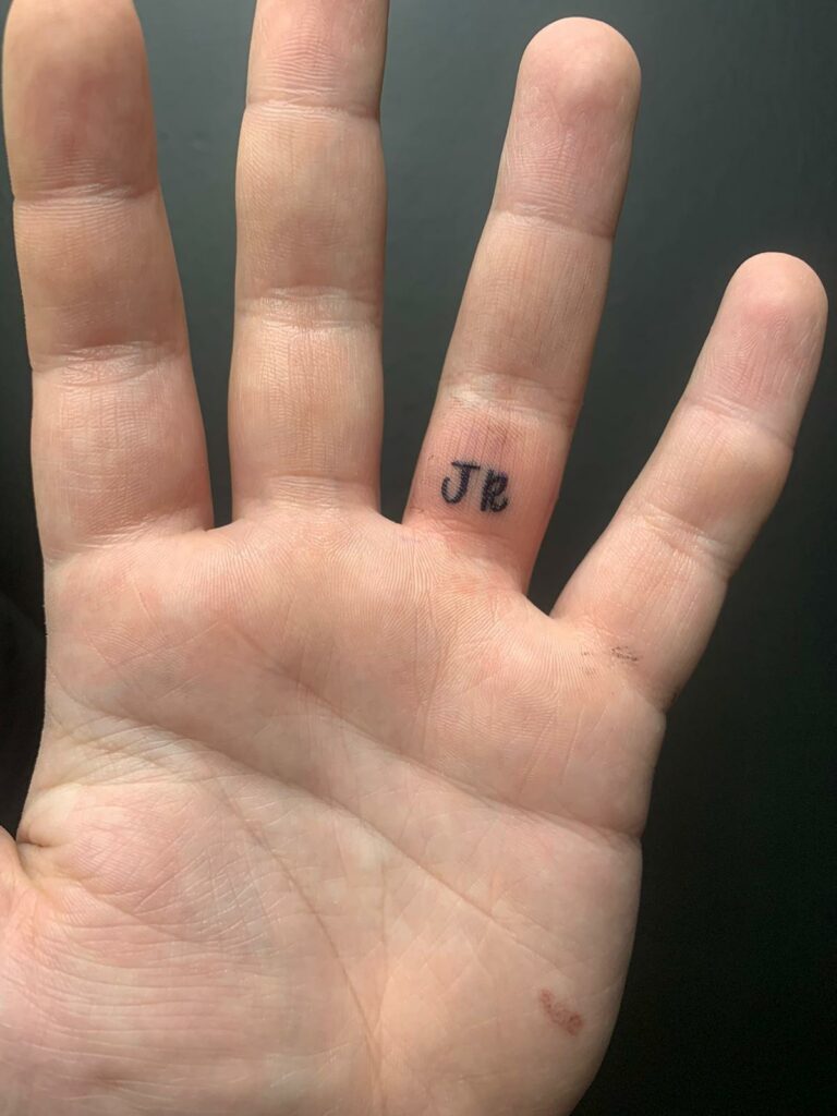Words Finger Black and White Tattoo