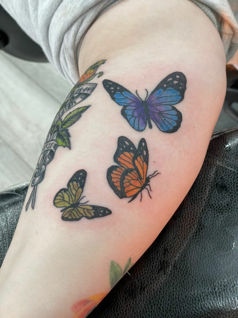 Butterflies Forearm Color Tattoo