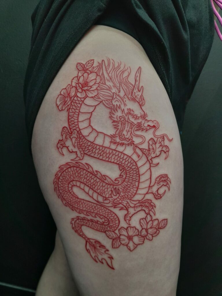 Dragon Leg Color Tattoo