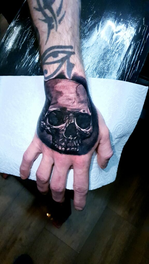 Ghost Rider Black And White Tattoo