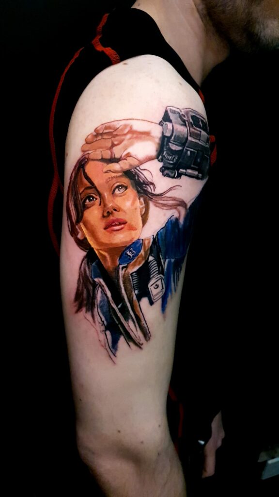 Girl Shoulder Color Tattoo