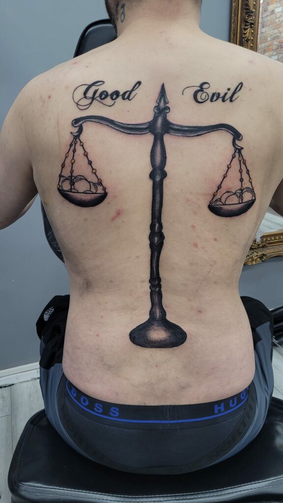 Good and Evil Scales Back Tattoo