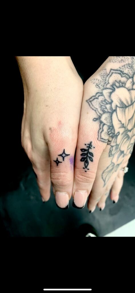 Star Finger Black And White Tattoo