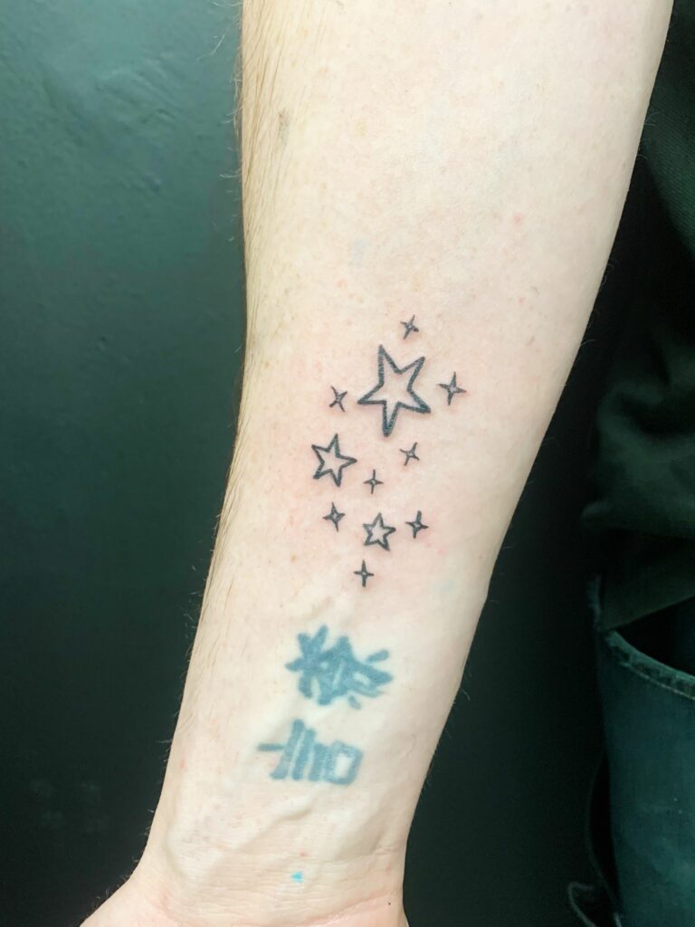 Star Wrist Black And White Color Tattoo